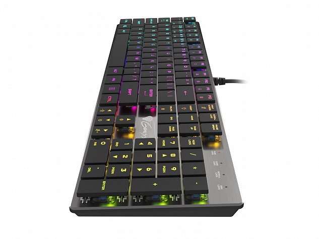 Plochá mechanická klávesnice Genesis Thor 420 RGB US, Content Slim Blue switch, software