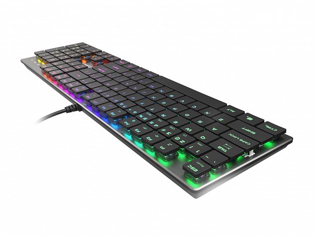 Plochá mechanická klávesnice Genesis Thor 420 RGB US, Content Slim Blue switch, software