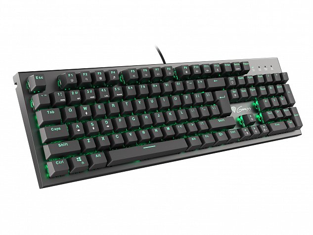 Mechanická klávesnice Genesis Thor 300, US layout, zelené podsvícení, Outemu Blue switch