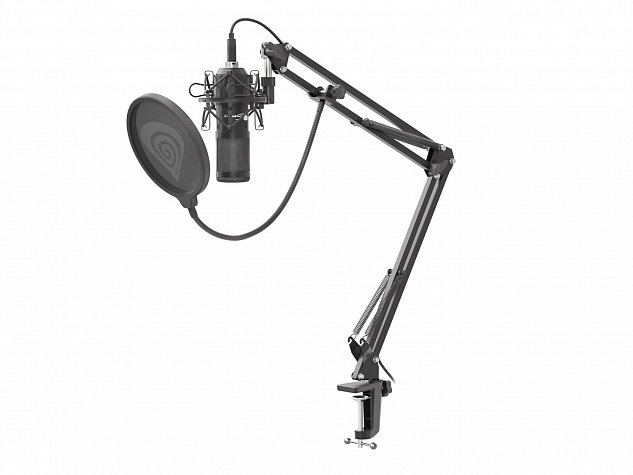 Streamovací mikrofon Genesis Radium 400, USB, kardioidní polarizace, ohybné rameno, pop-filter