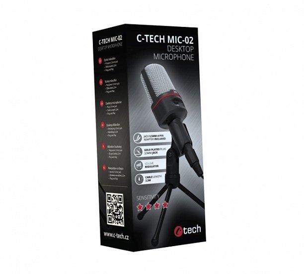 Stolní mikrofon C-TECH MIC-02, 3,5