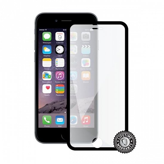 Screenshield™ APPLE iPhone 6/6S Tempered Glass protection display (full COVER black metalic frame)