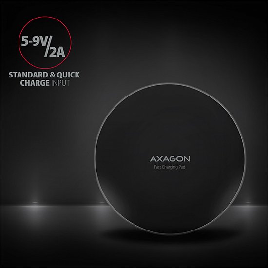 AXAGON WDC-P10T, tenká bezdrátová rychlonabíječka, Qi 5/7.5/10W, micro USB