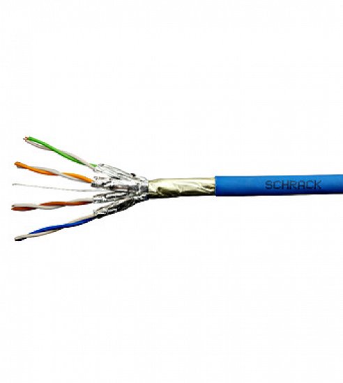 Kabel F/FTP Cat.6a 500 MHz 4x2xAWG23, LS0H modrý, Dca, 500m