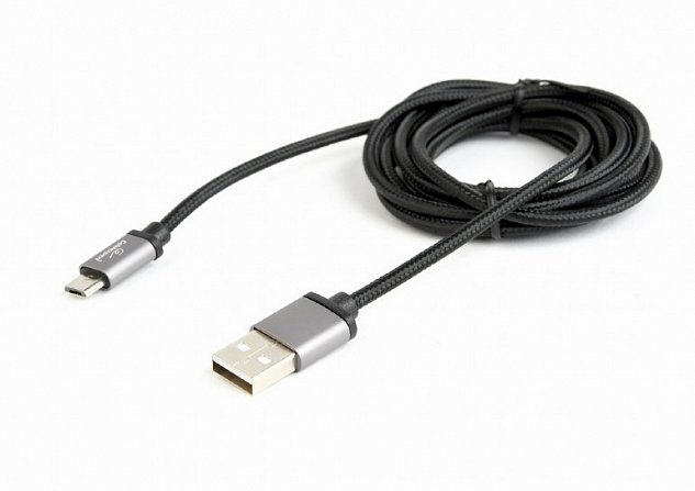 GEMBIRD Opletaný MicroUSB - USB 2.0,  M/M, 1,8 m, černý