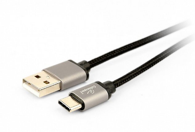 GEMBIRD Opletaný USB-C - USB 2.0,  M/M, 1,8 m, černý