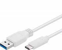 PremiumCord USB-C/male - USB 3.0 A/Male, bílý, 2m