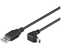 PremiumCord miniUSB 2.0, A-B, 5pinů, 90°, 1.8m