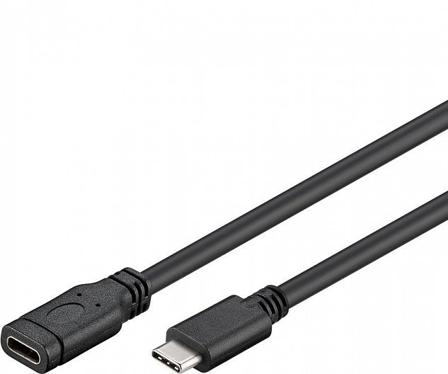 PremiumCord Převodník Prodlužovací kabel USB-C M/F, černý, 1m