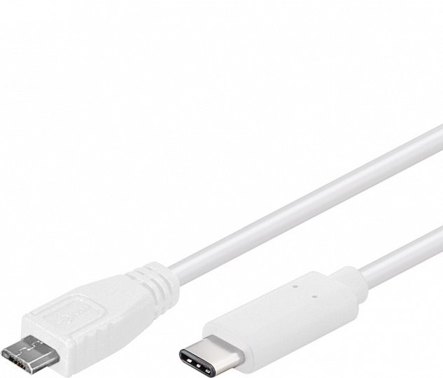 PremiumCord USB-C/male - USB 2.0 Micro-B/Male, bílý, 0,6m