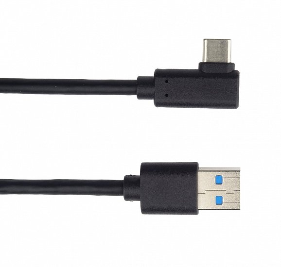 PremiumCord Kabel USB typ C/M zahnutý konektor 90° - USB 3.0 A/M, 50cm