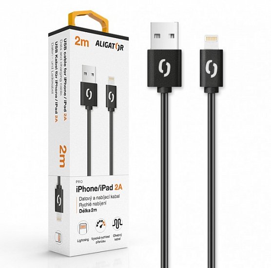 ALIGATOR Datový kabel 2A iPh lightning 2m, černý