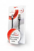 GEMBIRD Opletaný MicroUSB - USB 2.0,  M/M, 1,8 m, černý