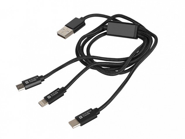 Natec vícekonektorový kabel 3v1 USB Micro + Lightning + USB-C, textilní opletení, 1m