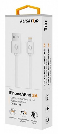 ALIGATOR Datový kabel 2A, Lightning bílý