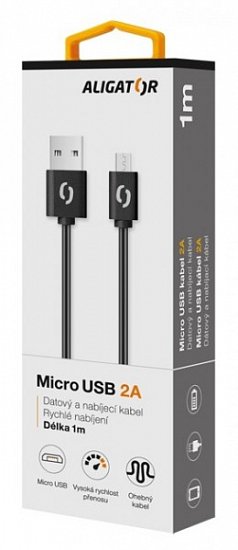 ALIGATOR Datový kabel 2A, Micro USB černý