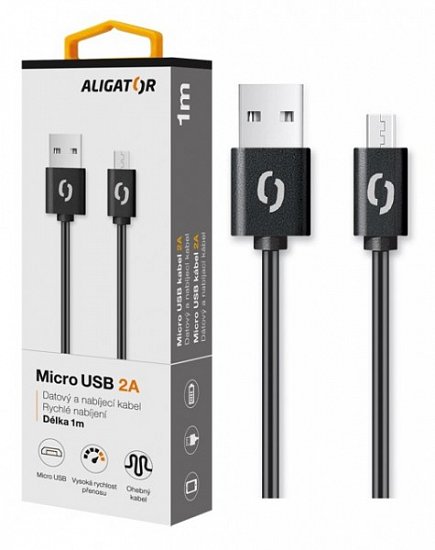 ALIGATOR Datový kabel 2A, Micro USB černý