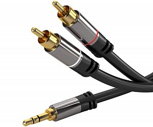 PremiumCord HQ stíněný kabel stereo Jack 3.5mm-2xCINCH M/M 5m