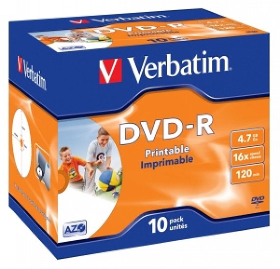 VERBATIM DVD-R (10-pack)Printable/16x/4.7GB/Jewel