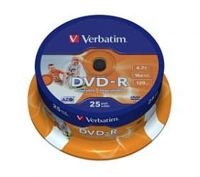 VERBATIM DVD-R(25-Pack)Spindl/Printable/16x/4.7GB