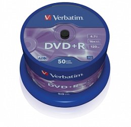 VERBATIM DVD+R(50-Pack),Spindl/MattSlvr/16x/4.7GB