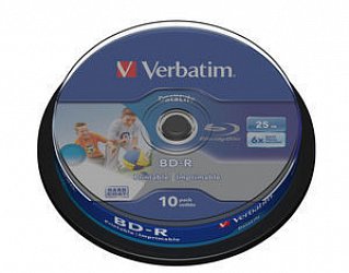 VERBATIM BD-R SL (6x, 25GB),printable, 10 cake