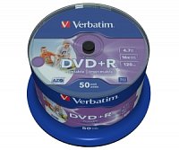 VERBATIM DVD+R(50-Pack)Cake/Print/16x/4.7GB/NoID