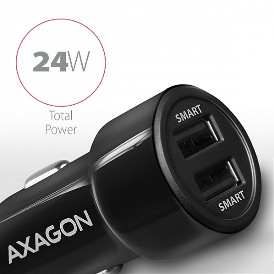 AXAGON PWC-5V5, SMART nabíječka do auta, 2x port 5V-2.4A + 2.4A, 24W