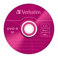 VERBATIM DVD-R 4,7 GB (120min) 16x colour slim box, 5ks/pack