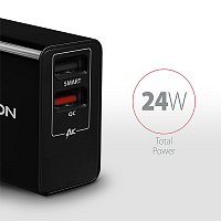 AXAGON ACU-QS24, QC & SMART nabíječka do sítě 24W, 2x USB-A port, QC3.0/AFC/FCP + 5V/1.2A