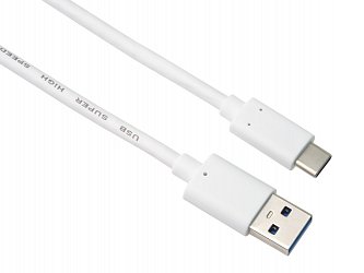 PremiumCord kabel USB-C - USB 3.0 A (USB 3.2 generation 2, 3A, 10Gbit/s)  0,5m bílá