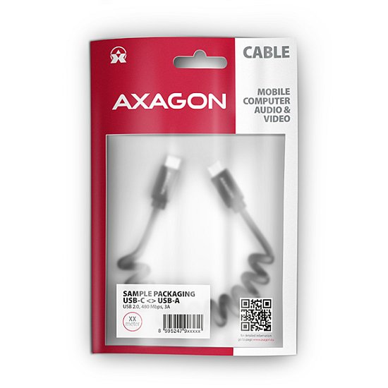 AXAGON BUCM-CM10TB, TWISTER kabel USB-C <-> USB-C, 0.6m, USB 2.0, 3A, ALU, tpe, černý