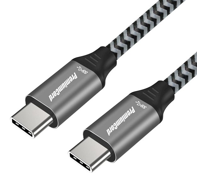 PremiumCord Kabel USB 3.2 Gen 1 USB-C male - USB-C male, bavlněný oplet, 1m