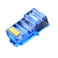 Konektor UTP RJ45 lanko/licna, pozlacená 3u, Cat5e, modrá, 10ks