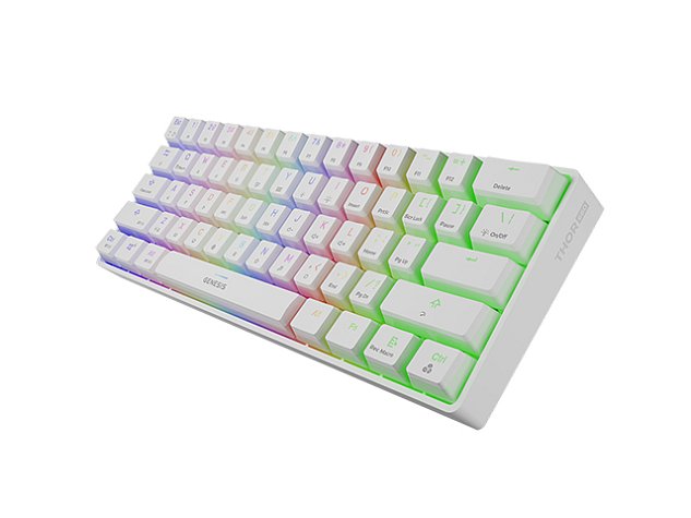 Genesis mechanická bezdrátová klávesnice THOR 660, bílá, US layout, RGB podsvícení, Gateron RED