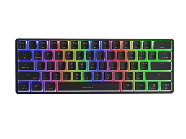 Genesis mechanická bezdrátová klávesnice THOR 660, černá, US layout, RGB podsvícení, Gateron RED