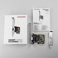 AXAGON PCEE-GRF, PCIe síťová karta - 1x Gigabit Ethernet port (RJ-45), Realtek, vč. LP