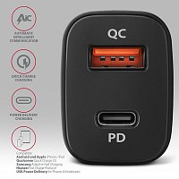 AXAGON PWC-PQ38, PD & QUICK nabíječka do auta 38W, 2x port (USB + USB-C), PD3.0/QC3.0/AFC/FCP/Apple