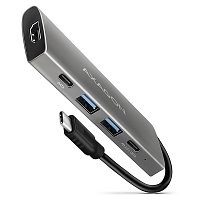 AXAGON HMC-5G2, USB 3.2 Gen 2 10 Gb/s hub, porty 2x USB-A, 2x USB-C, HDMI, PD 60W, kabel USB-C 13cm