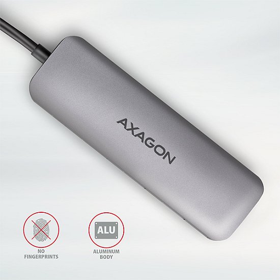 AXAGON HMC-5, USB 3.2 Gen 1 hub, porty 2x USB-A, HDMI, SD/microSD slot, PD 100W, kabel USB-C 20cm