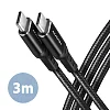 AXAGON BUCM-CM30AB, HQ kabel USB-C <-> USB-C, 3m, USB 2.0, PD 60W 3A, ALU, oplet, černý