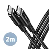 AXAGON BUCM-CM20AB, HQ kabel USB-C <-> USB-C, 2m, USB 2.0, PD 60W 3A, ALU, oplet, černý