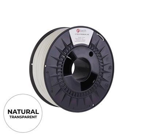 Tisková struna (filament) C-TECH PREMIUM LINE, PETG, transparentní, 1,75mm, 1kg