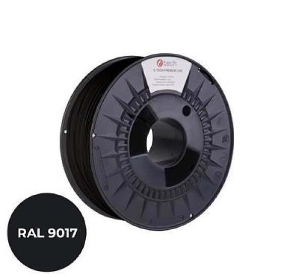 Tisková struna (filament) C-TECH PREMIUM LINE, PETG, dopravní černá, RAL9017, 1,75mm, 1kg