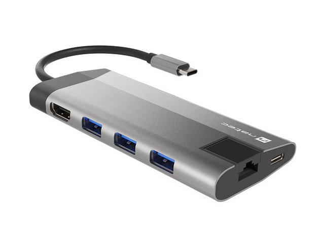 Multifunkční adaptér 8 v 1 Natec FOWLER PLUS HUB USB 3.0 3X, HDMI 4K, USB-C PD, RJ45, SD, MICRO