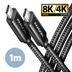 AXAGON BUCM432-CM10AB NewGEN+ kabel USB-C <-> USB-C, 1m, USB4 Gen 3×2, PD 100W 5A, 8K HD, ALU, oplet