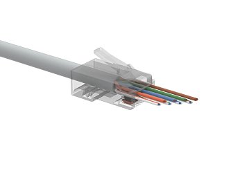 Univerzální EASY konektor RJ45 CAT6 UTP 8p8c na drát i licnu, 100ks