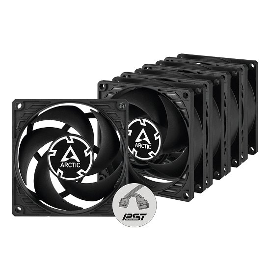 ARCTIC P8 PWM PST Case Fan - 80mm case fan with PWM control and PST cable - Pack of 5pcs