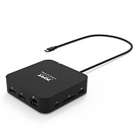 PORT CONNECT USB-C Dokovací stanice 10v1, 2x4K Display Port, 5x USB-A, USB-C 85W PD, Ethernet, SD