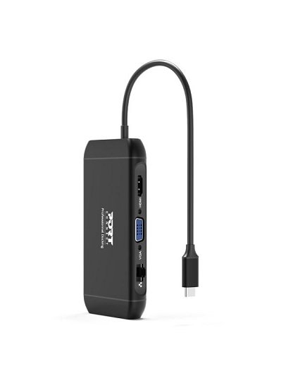 PORT CONNECT Dokovací stanice 8v1 DUAL SCREEN,2xFullHD nebo 1x4K, HDMI, VGA, 3xUSB-A, RJ-45, TF, SD